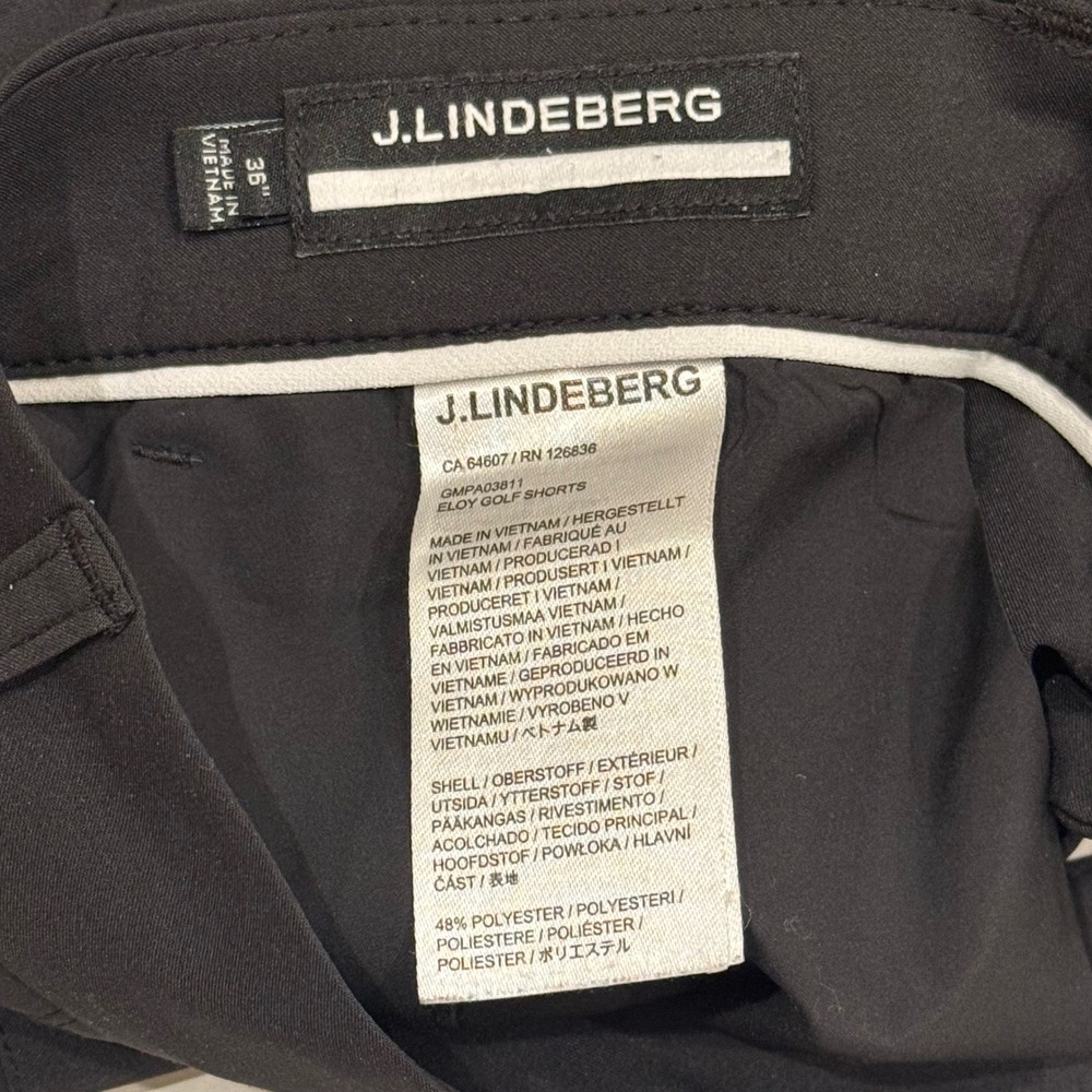 J Lindeberg Mens Eloy Golf Shorts Black Flat Front Performance sz 36 Inseam 10 - Picture 5 of 6